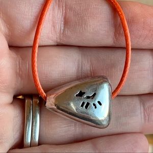 Funky 90s Silver Dog Cut Out Sliding Bead Necklace